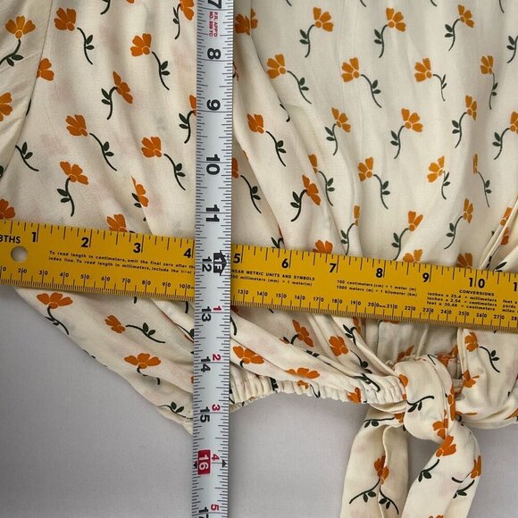 Faithfull The Brand Tie Waist‎ La Guardia Crop Top Marje Orange Floral Womens 4 - Picture 13 of 16